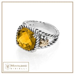 Anello Nodi intreccio pietra quadrata piccola
